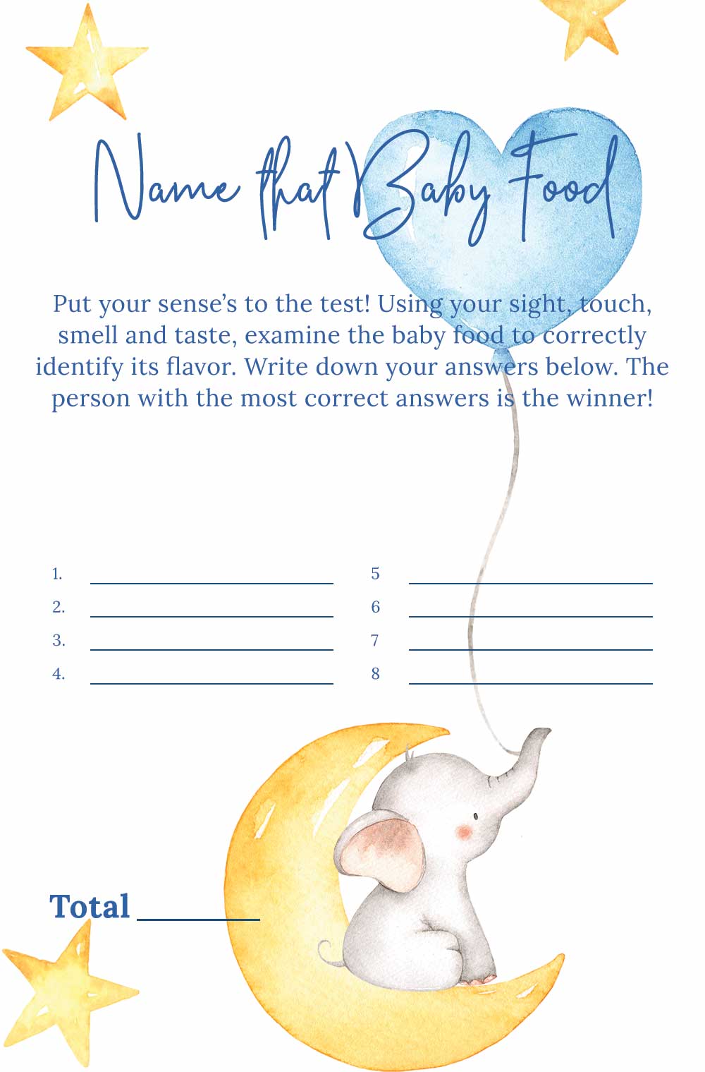 Name that baby food game - Elephant theme