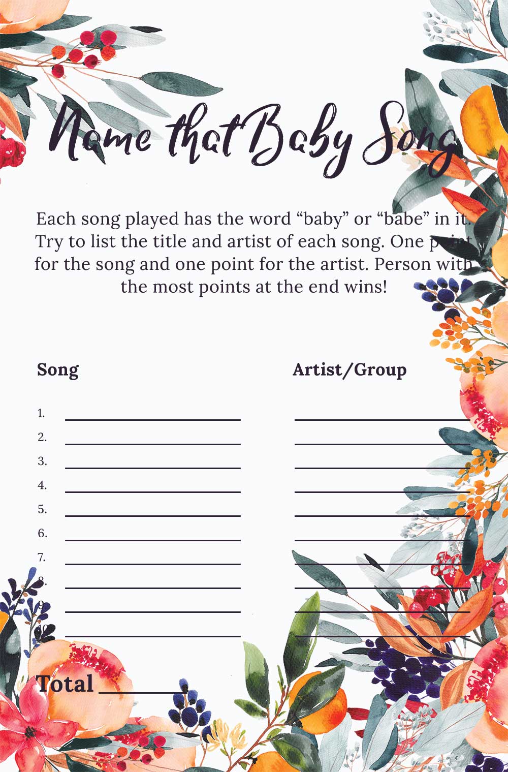 Name that baby song game - Summer theme