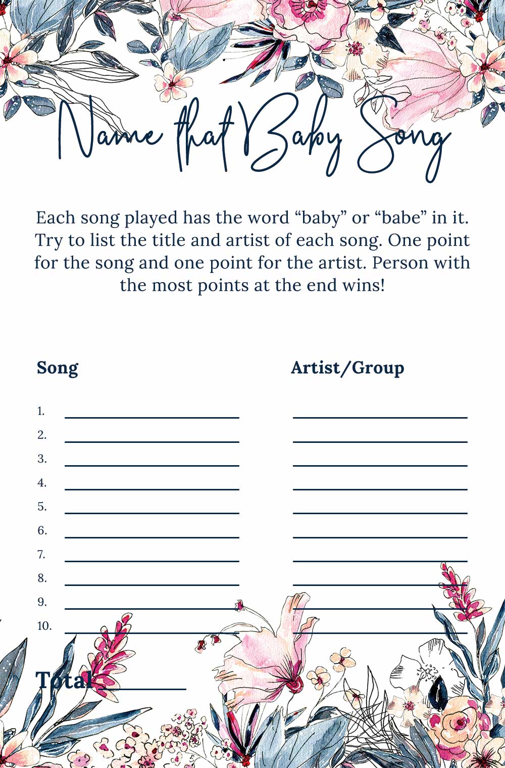 Name that baby song game - Swan theme