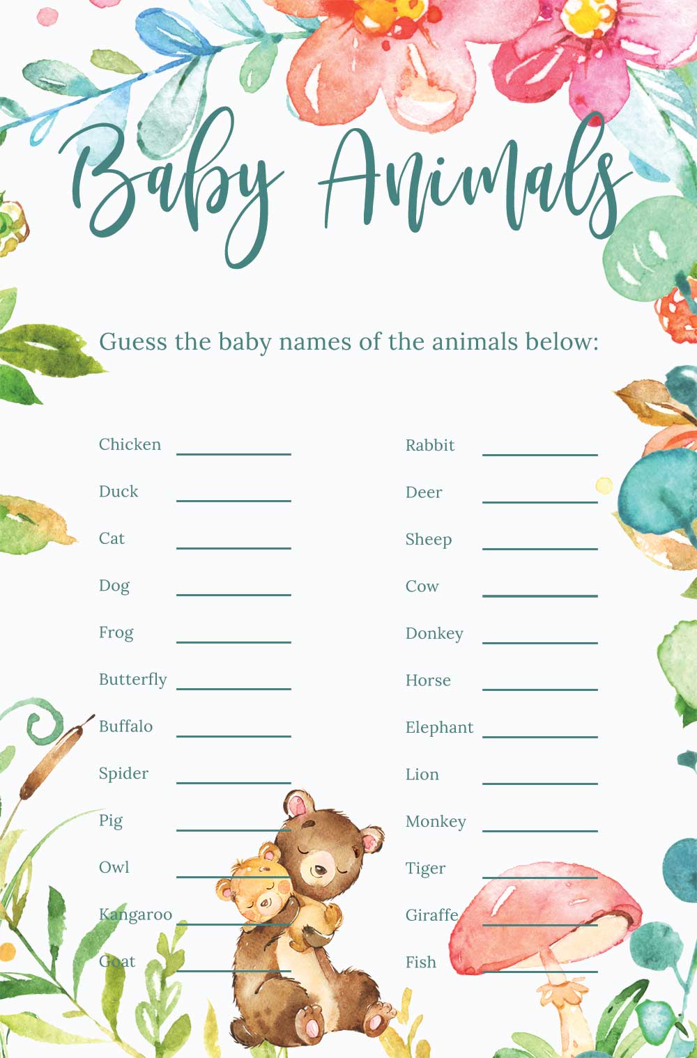 Name that baby animal game - Raspberry theme