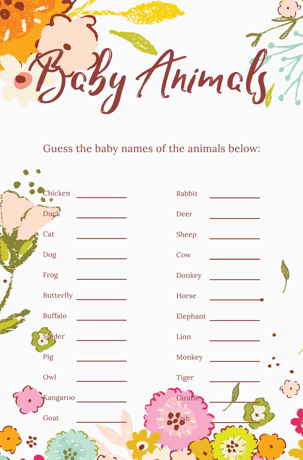 Name that baby animal game - Spring Theme