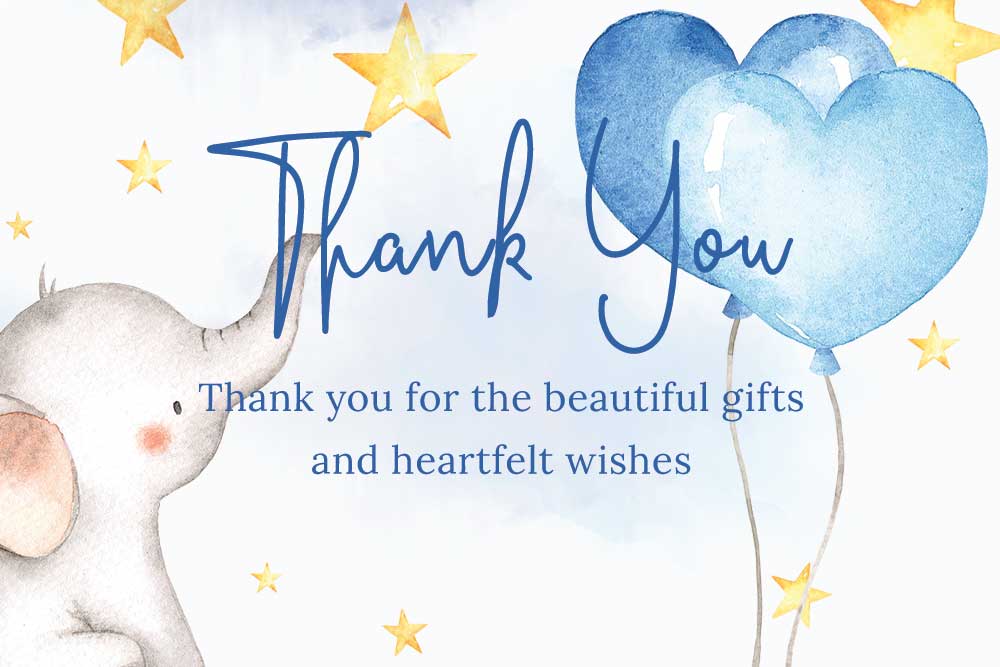 Baby Shower Thank you cards - Elephant theme