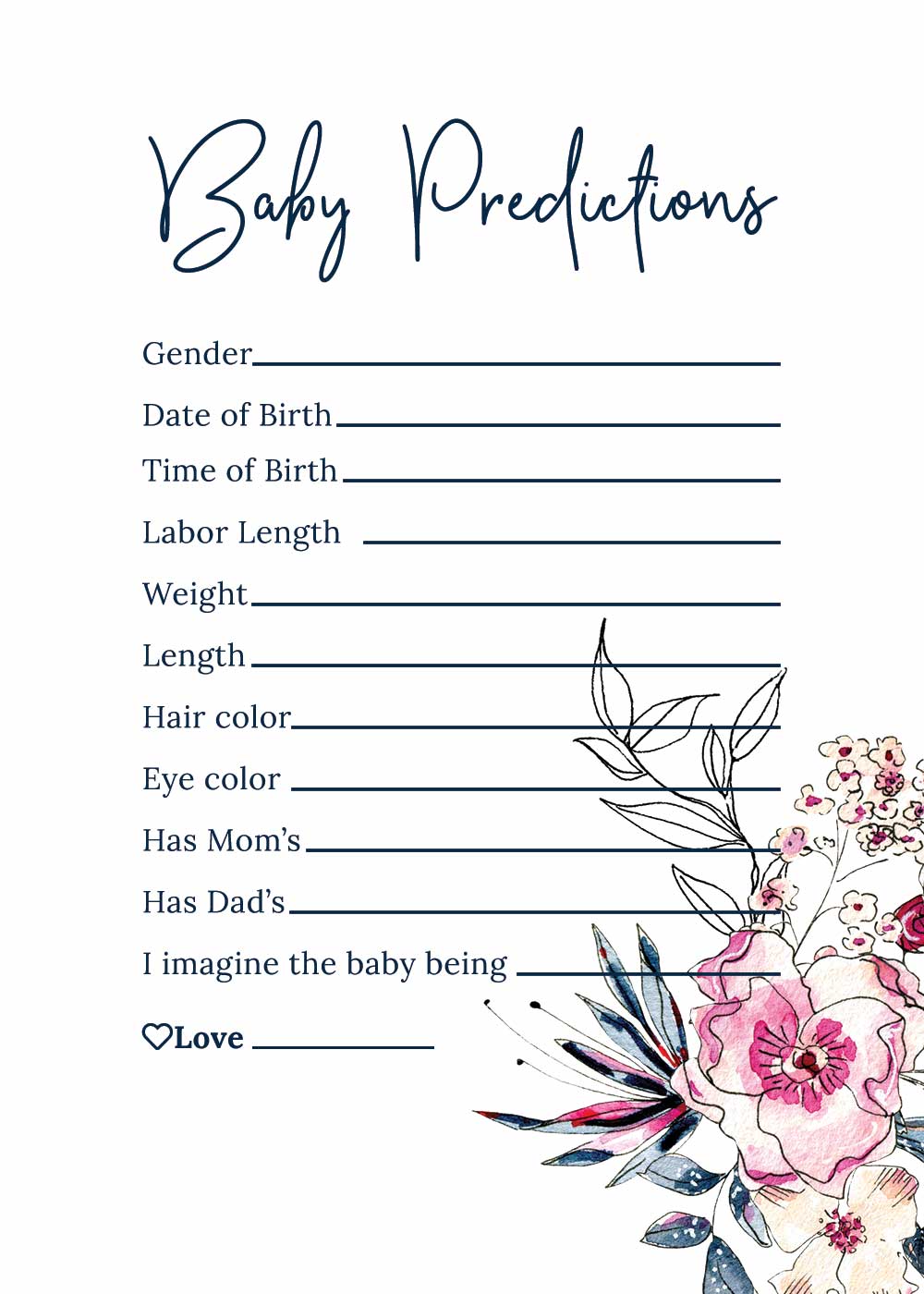 Baby Shower Baby prediction card - Swan theme